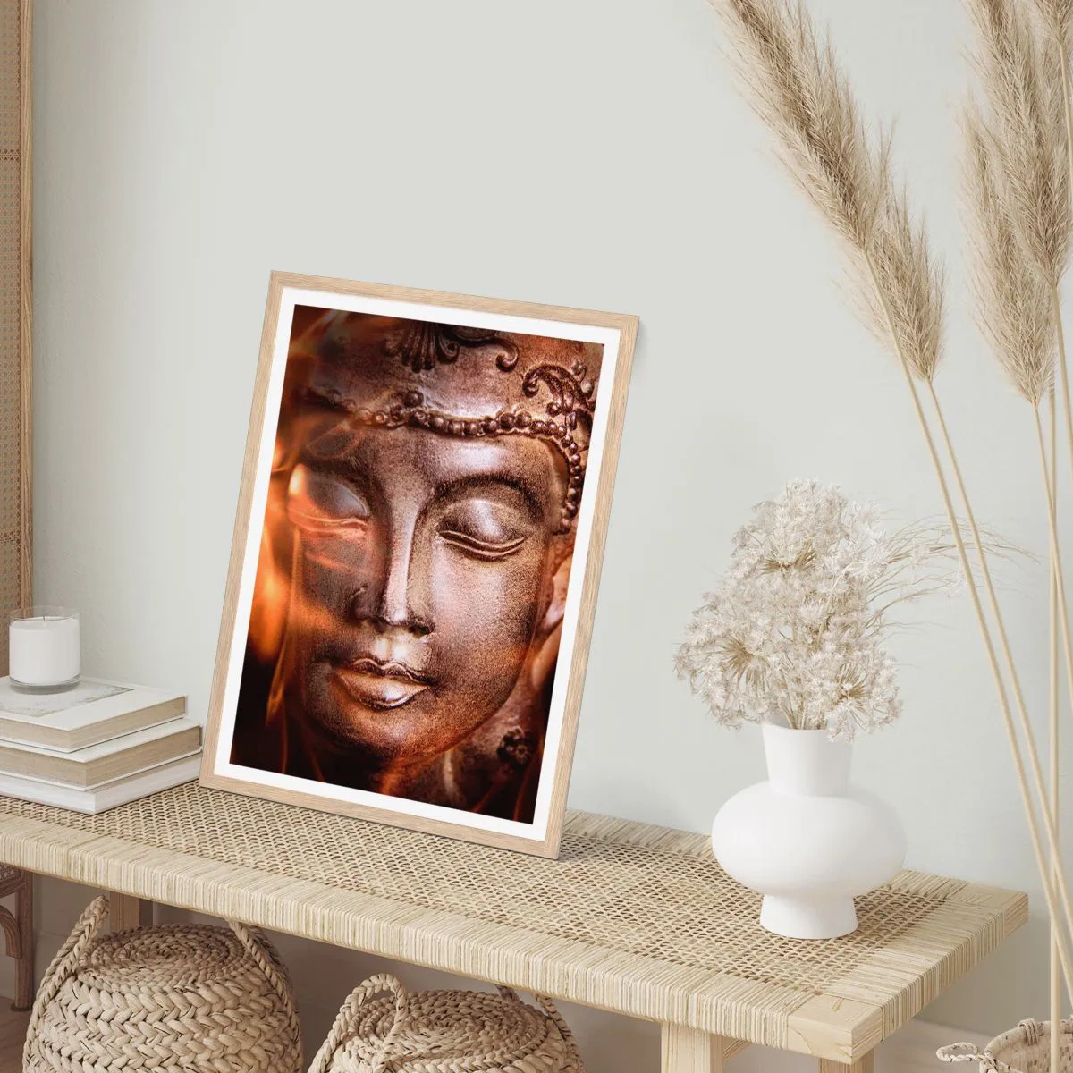 Poster în ramă de stejar deschis - Există doar aici și acum - 61x91 cm