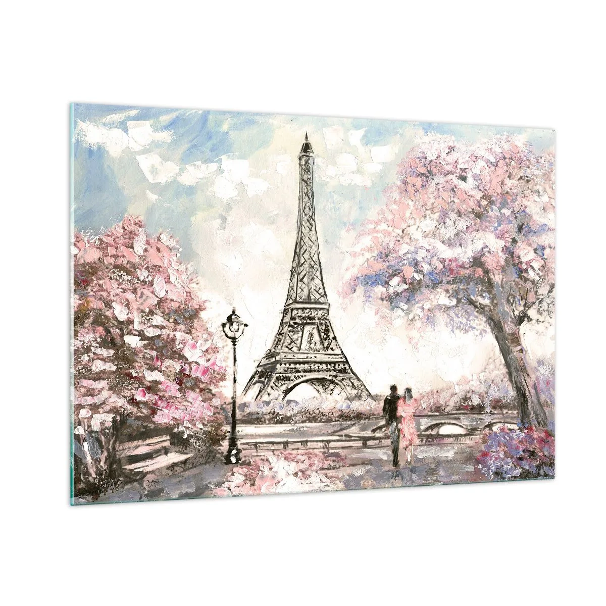 Tablou pe sticlă - Plimbare în aprilie la Paris - 100x70 cm