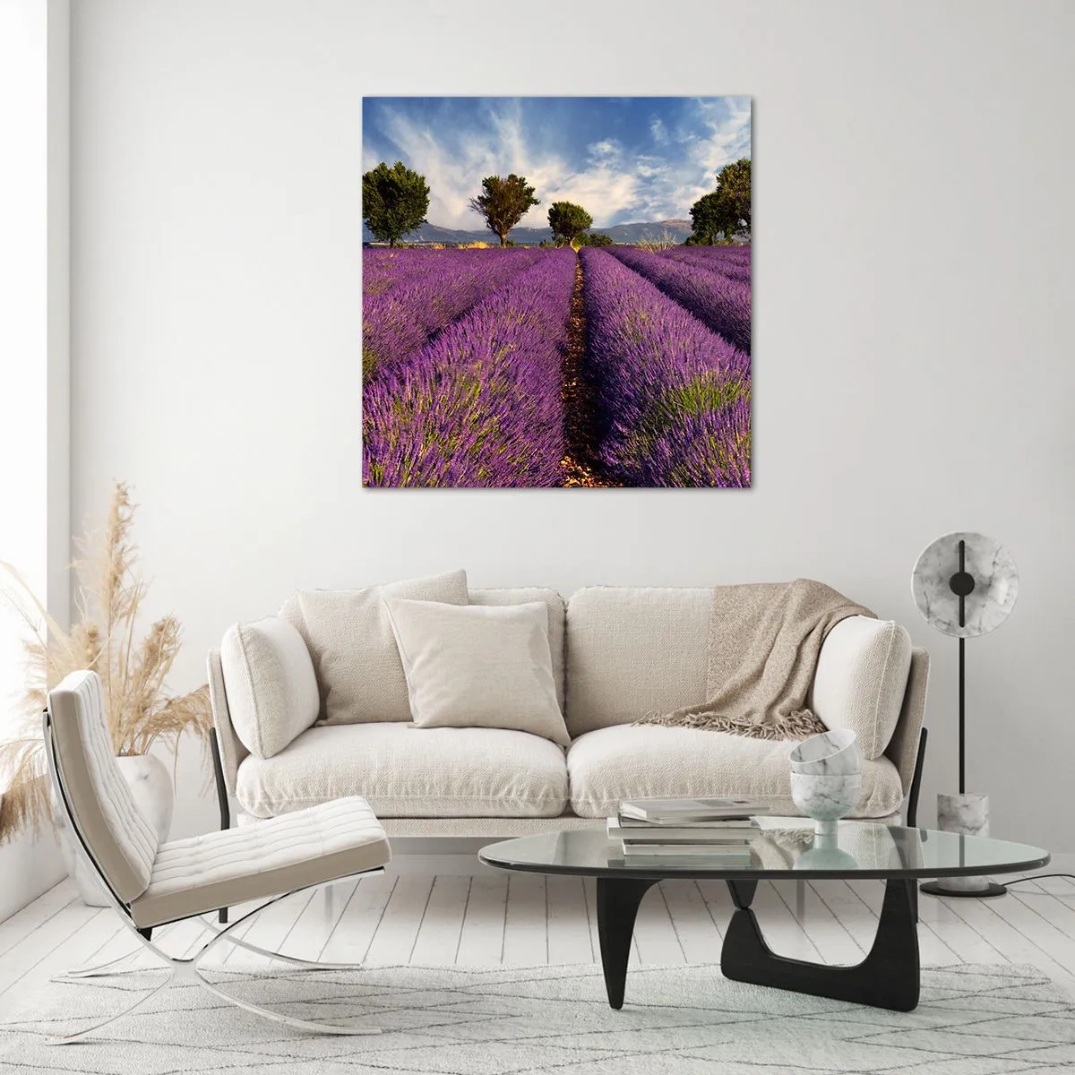 Tablou pe sticlă - Câmpuri de lavandă - 70x70 cm