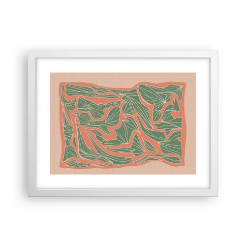 Poster în ramă albă - Lupta dintre coral și verde - 40x30 cm