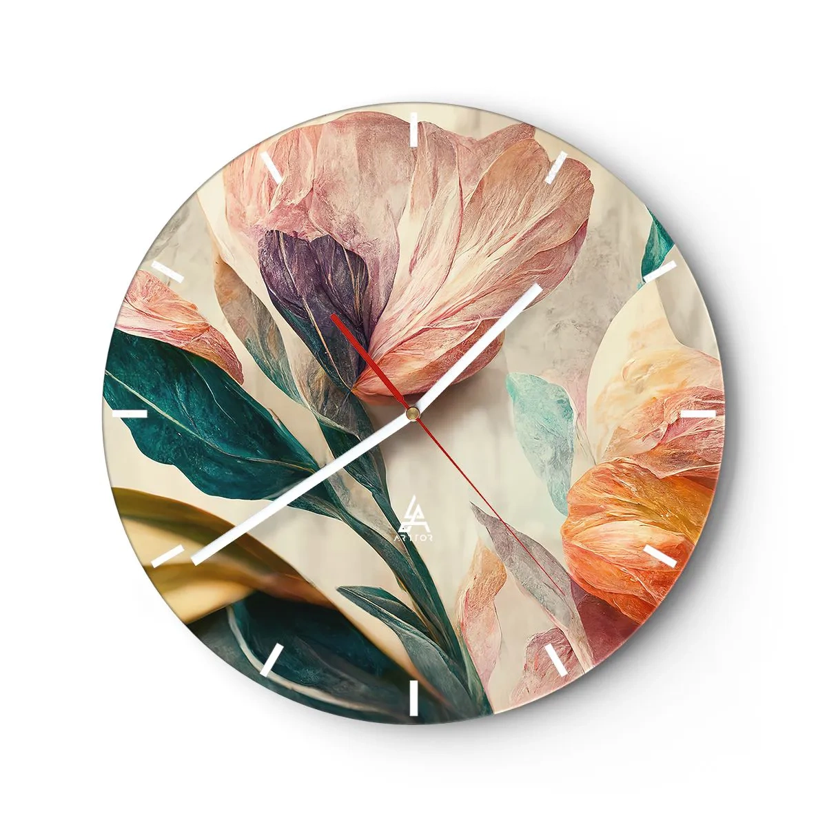 Ceas de perete - Ceas pe sticlă - Flori din insulele sudice - 40x40 cm