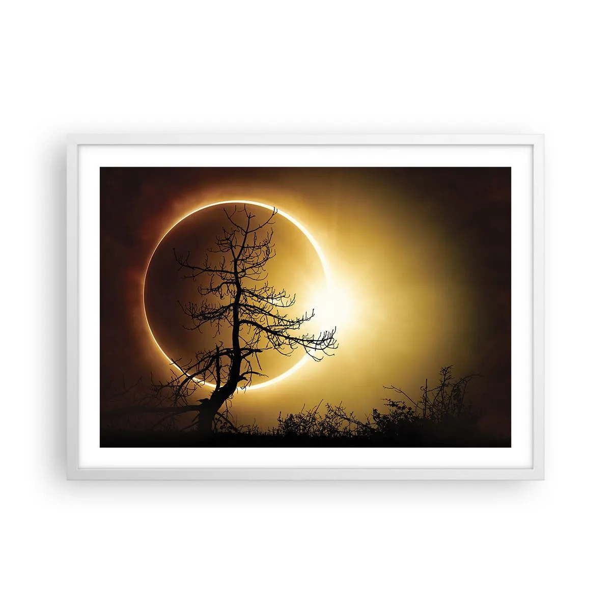 Poster în ramă albă - Eclipsă totală - 70x50 cm