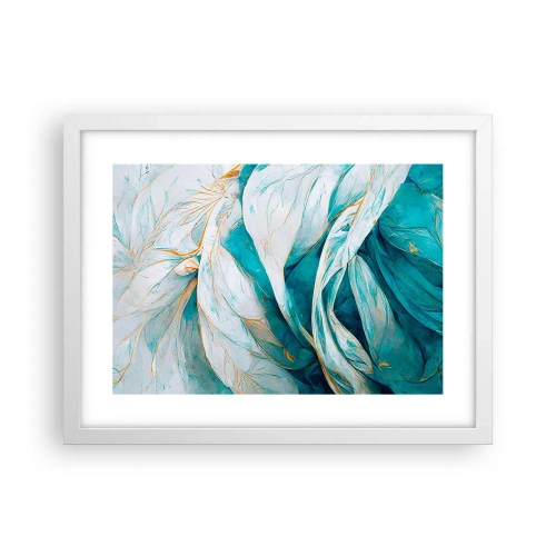 Poster în ramă albă - Abstractul albastru cu motiv auriu - 40x30 cm