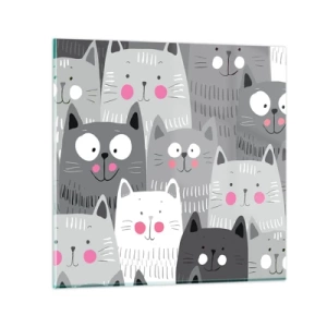 Tablou pe sticlă - Lumea felină - 50x50 cm