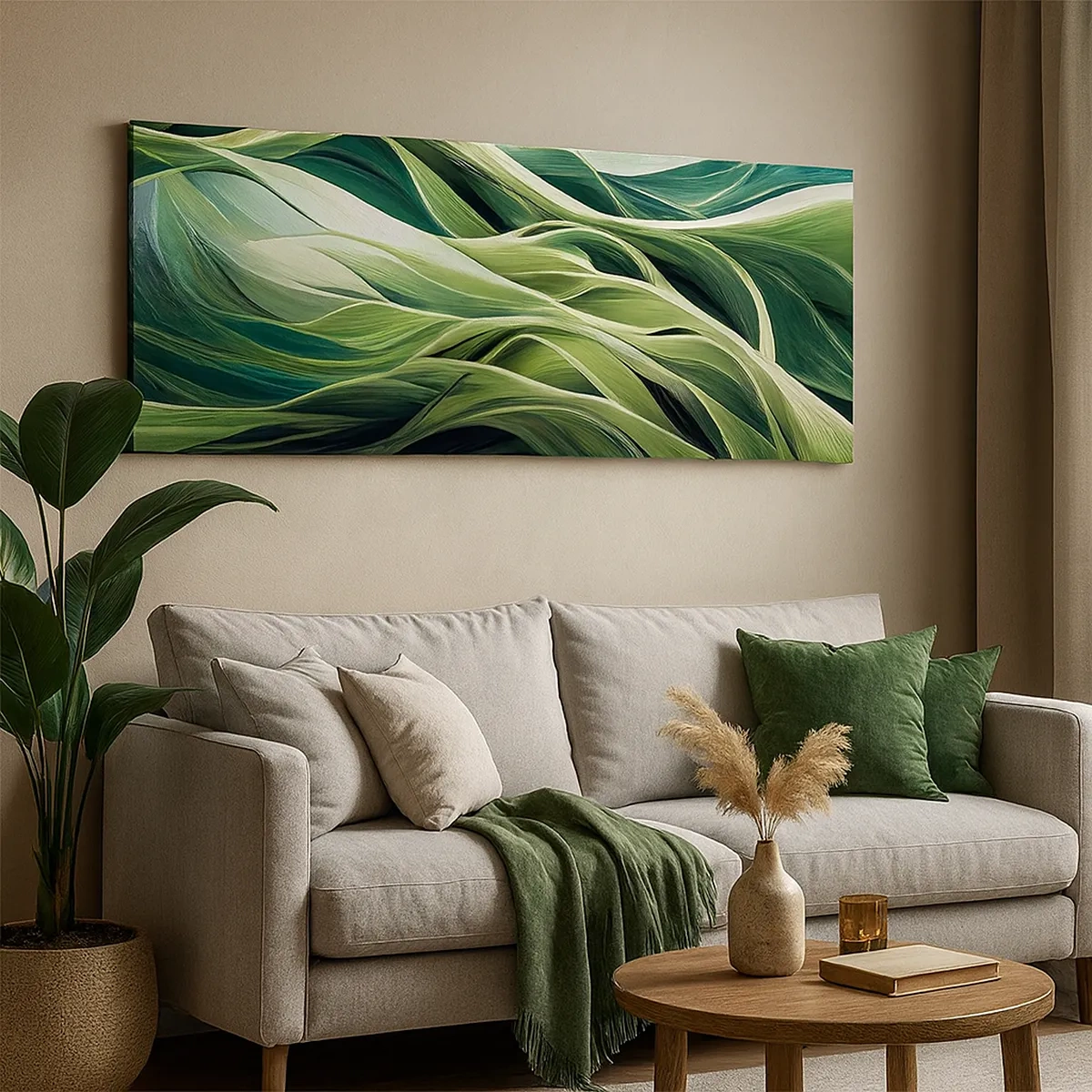 Tablou pe pânză - Un joc abstract de verde - 30x30 cm