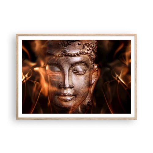 Poster în ramă de stejar deschis - Există doar aici și acum - 100x70 cm