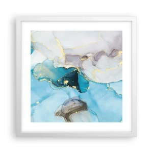 Poster în ramă albă - Un studiu al întâlnirii dintre gri și turcoaz - 40x40 cm