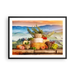 Poster în ramă neagră - Bucurie de viață în stil italian - 70x50 cm