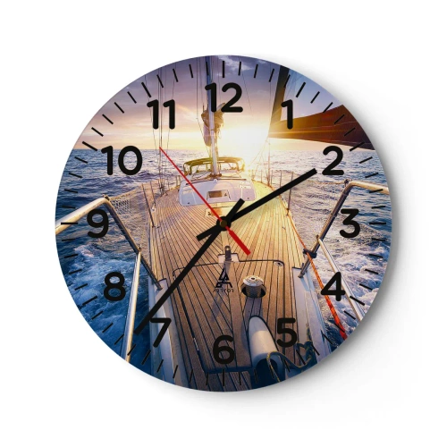 Ceas de perete - Ceas pe sticlă - Alergând pe valuri - 40x40 cm
