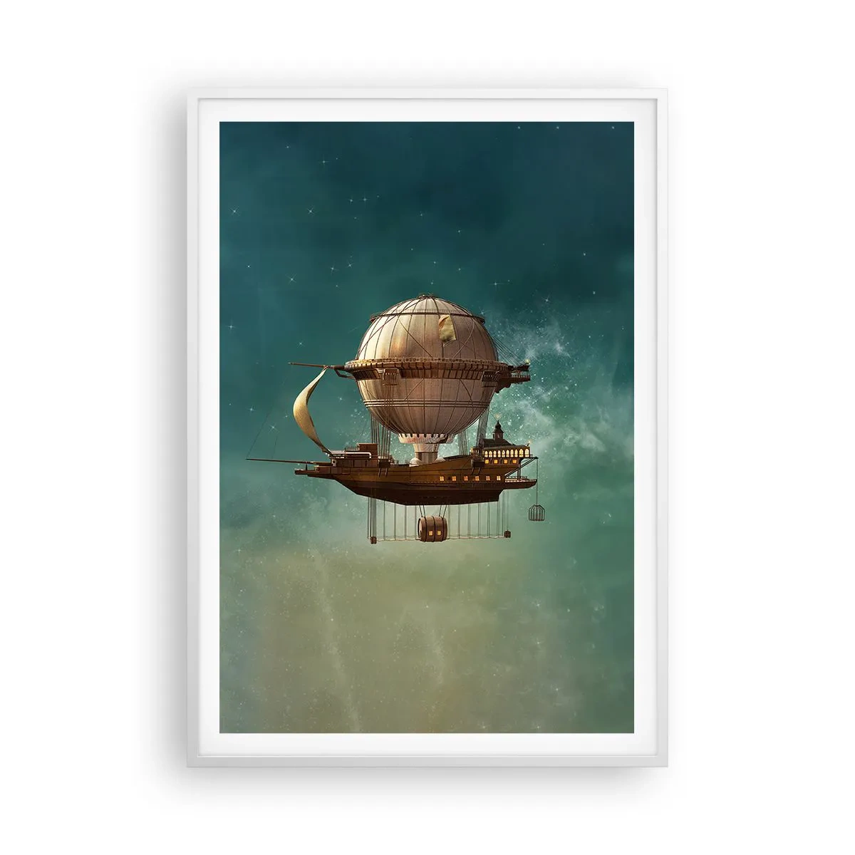 Poster în ramă albă - Jules Verne vă transmite salutări - 70x100 cm