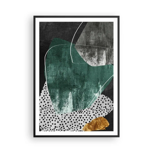 Poster în ramă neagră - Abstracție colorată cu fulgi de aur - 70x100 cm