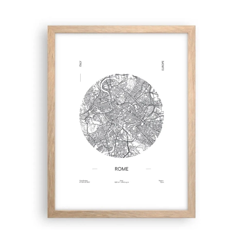 Poster în ramă de stejar deschis - Anatomia Romei - 30x40 cm