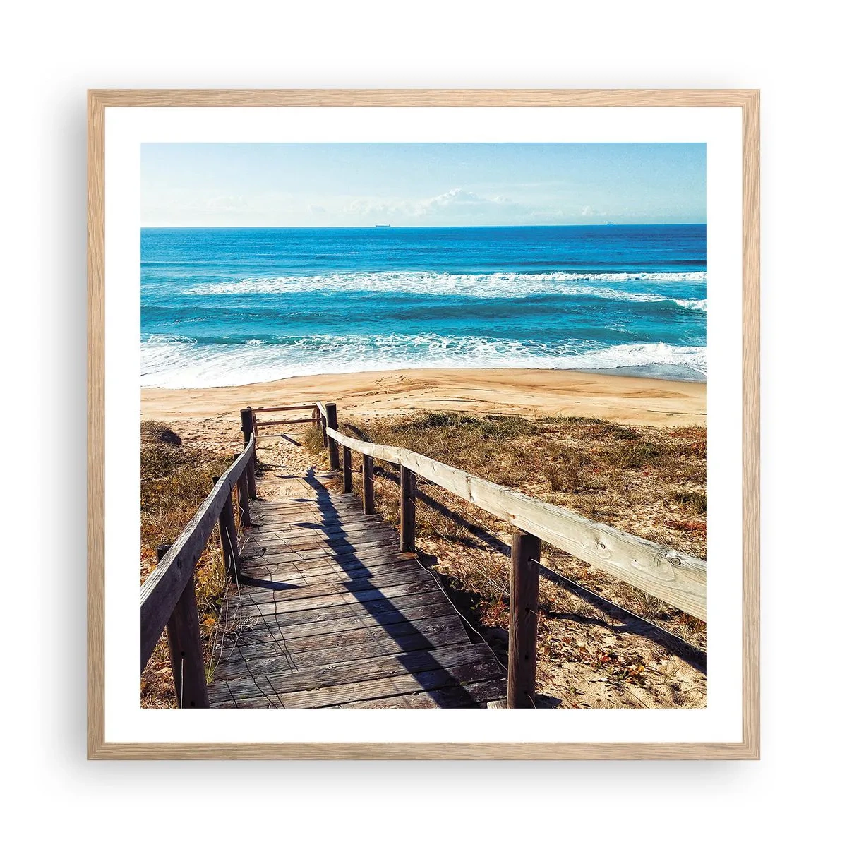 Poster în ramă de stejar deschis - Aleargă! - 60x60 cm