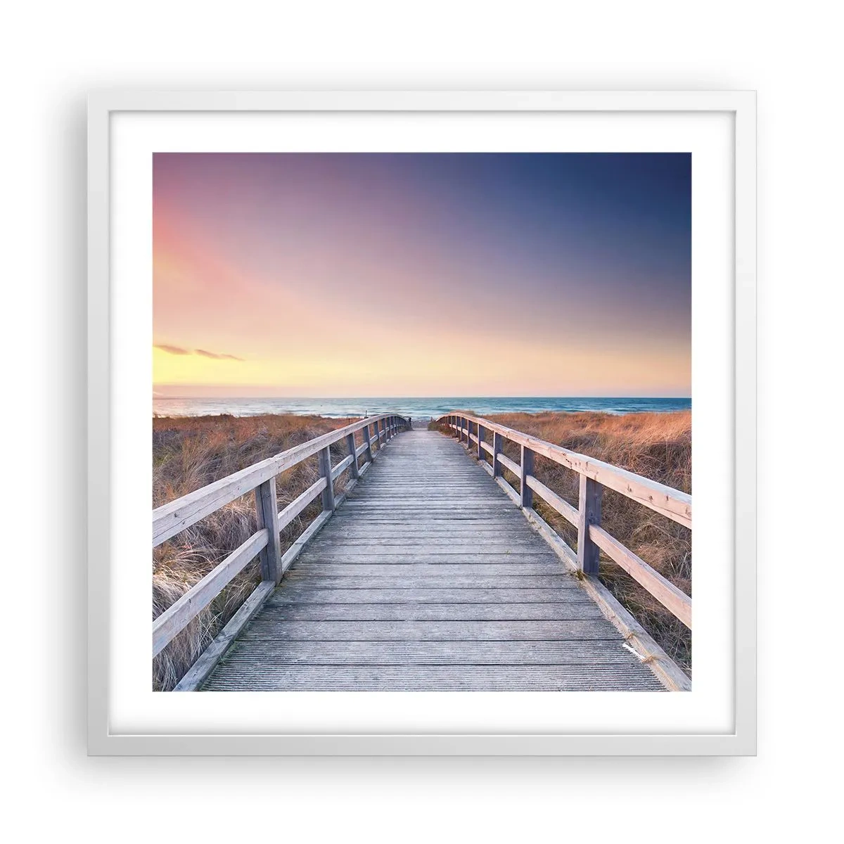 Poster în ramă albă - Aurora baltică de seară - 50x50 cm