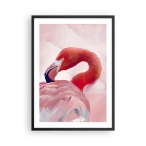 Poster în ramă neagră - Flamingo roz pe un fundal deschis - 50x70cm - Frumusețea păsărilor - Decorațiune modernă pentru perete pentru living și dormitor ARTTOR