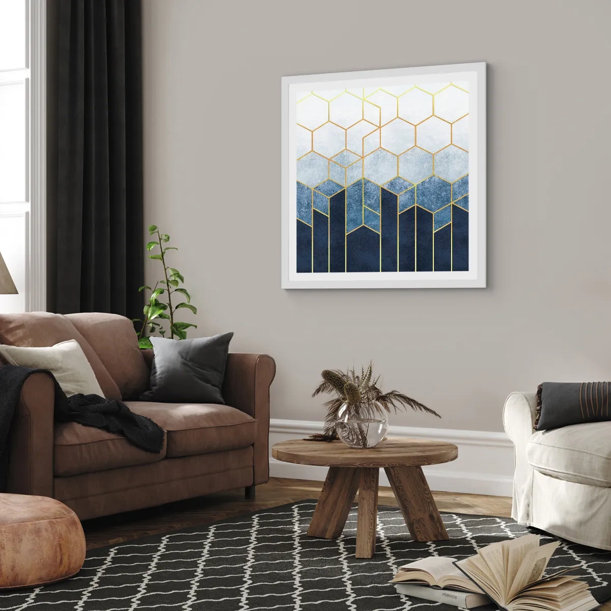 Poster în ramă albă - Compoziție în ritm sincopat - 40x40 cm