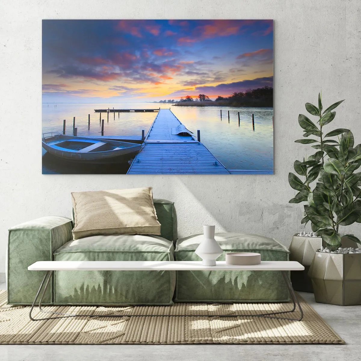 Tablou pe sticlă - Seninătate mov-auriu - 120x80 cm