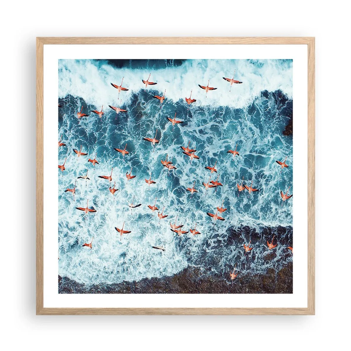 Poster în ramă de stejar deschis - Parada de la malul mării - 60x60 cm