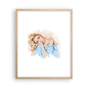 Poster în ramă de stejar deschis - Scufundată în vis albastru - 40x50 cm