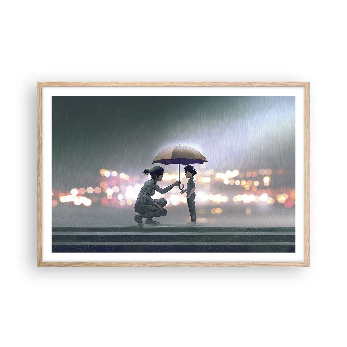 Poster în ramă de stejar deschis - Și totul este bine acum - 91x61 cm