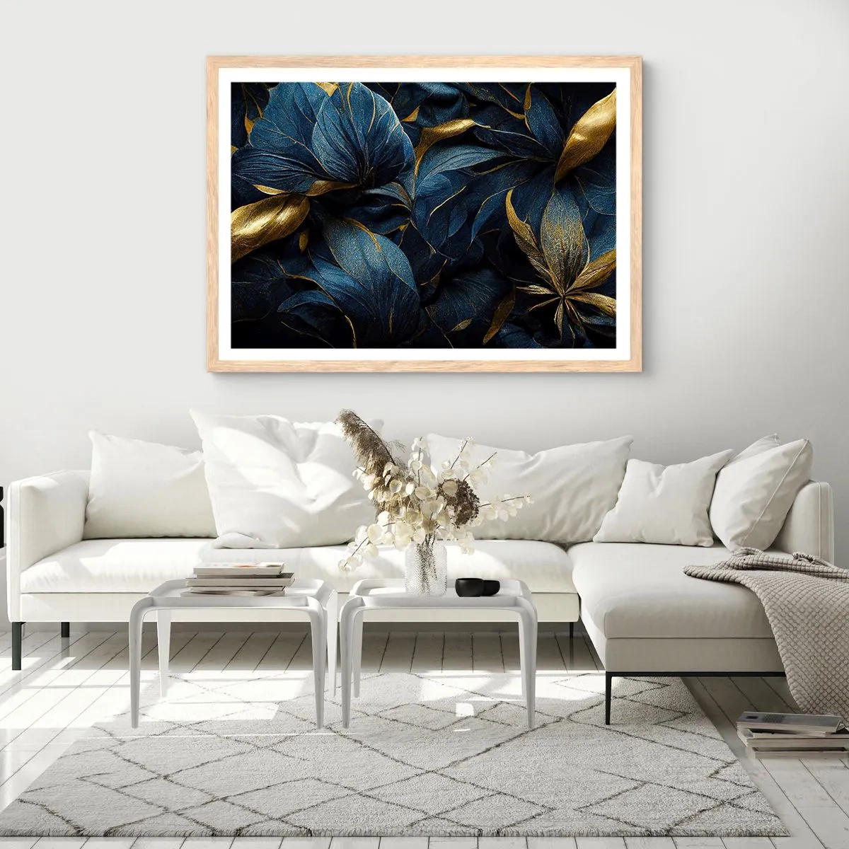 Poster în ramă de stejar deschis - Căptușită cu aur - 50x40 cm