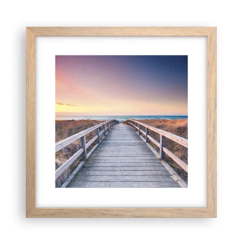 Poster în ramă de stejar deschis - Aurora baltică de seară - 30x30 cm