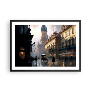 Poster în ramă neagră - Magia unei seri la Praga - 70x50 cm