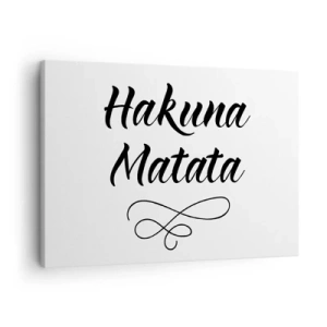 Tablou pe pânză Canvas - Citat Hakuna Matata cu font elegant pe fundal alb - 70x50cm - Cel mai bun sfat - Decorațiune modernă pentru perete pentru living și dormitor ARTTOR