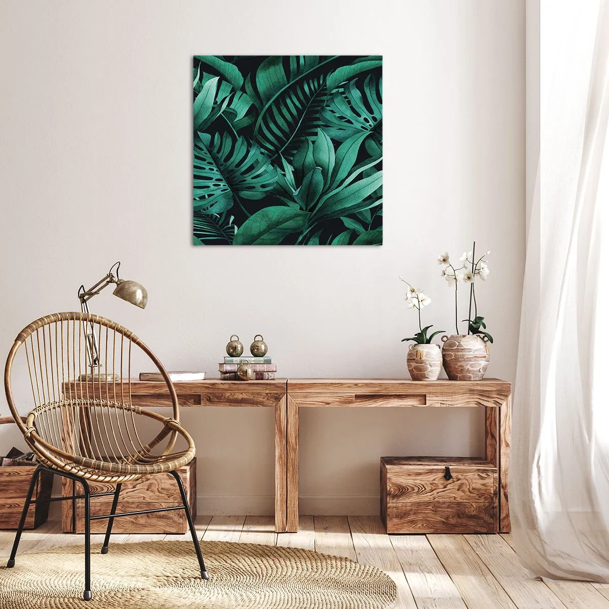 Tablou pe pânză - Profunzimea verdelui tropical - 30x30 cm