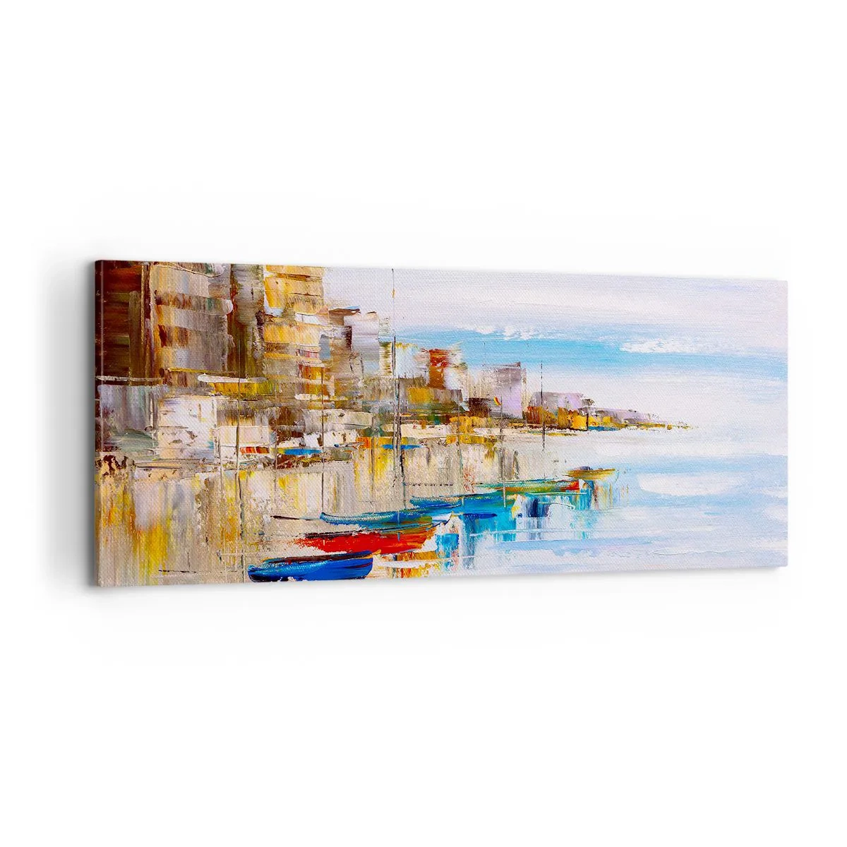 Tablou pe pânză - Port urban multicolor - 100x40 cm