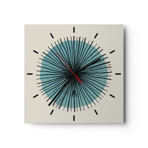 Ceas de perete - Ceas pe sticlă - Radiant pe albastru - 40x40 cm