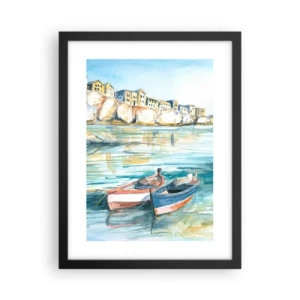 Poster în ramă neagră - Peisaj în azur - 30x40 cm