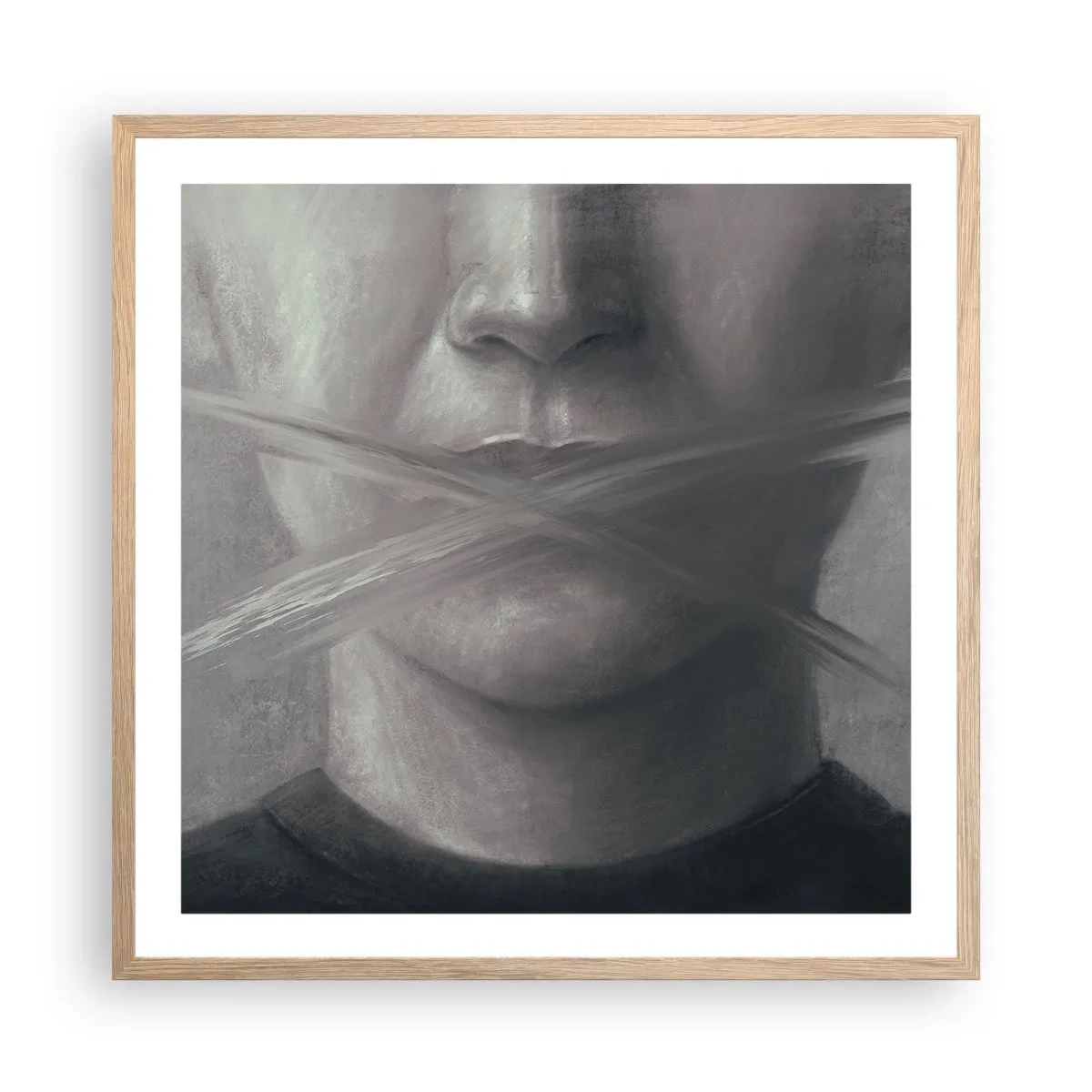 Poster în ramă de stejar deschis - Nici un cuvânt - 60x60 cm