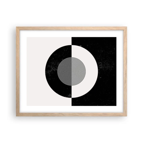 Poster în ramă de stejar deschis - Armonie în alb și negru - 50x40 cm