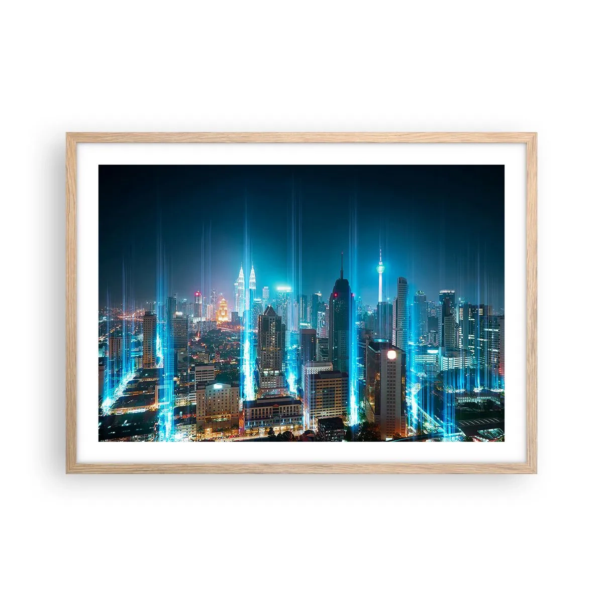 Poster în ramă de stejar deschis - Prin Berlin spre cer - 70x50 cm