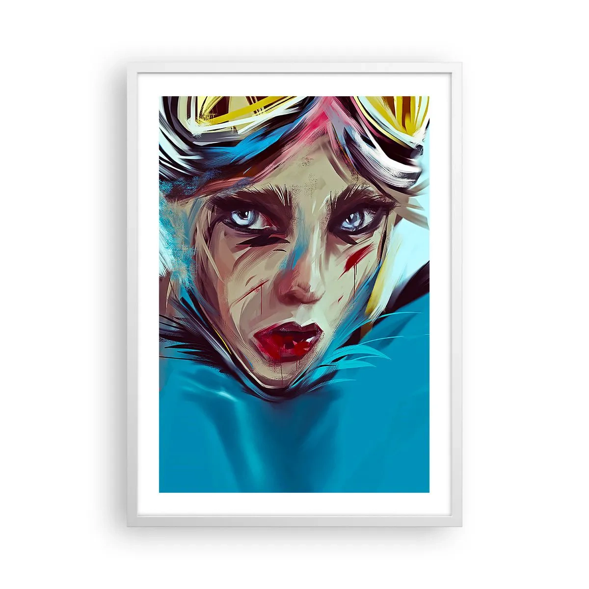 Poster în ramă albă - Războinica de drum - 50x70 cm