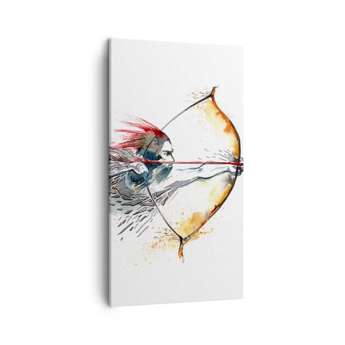 Tablou pe pânză - Războinic mitic cu un arc de foc - 45x80 cm