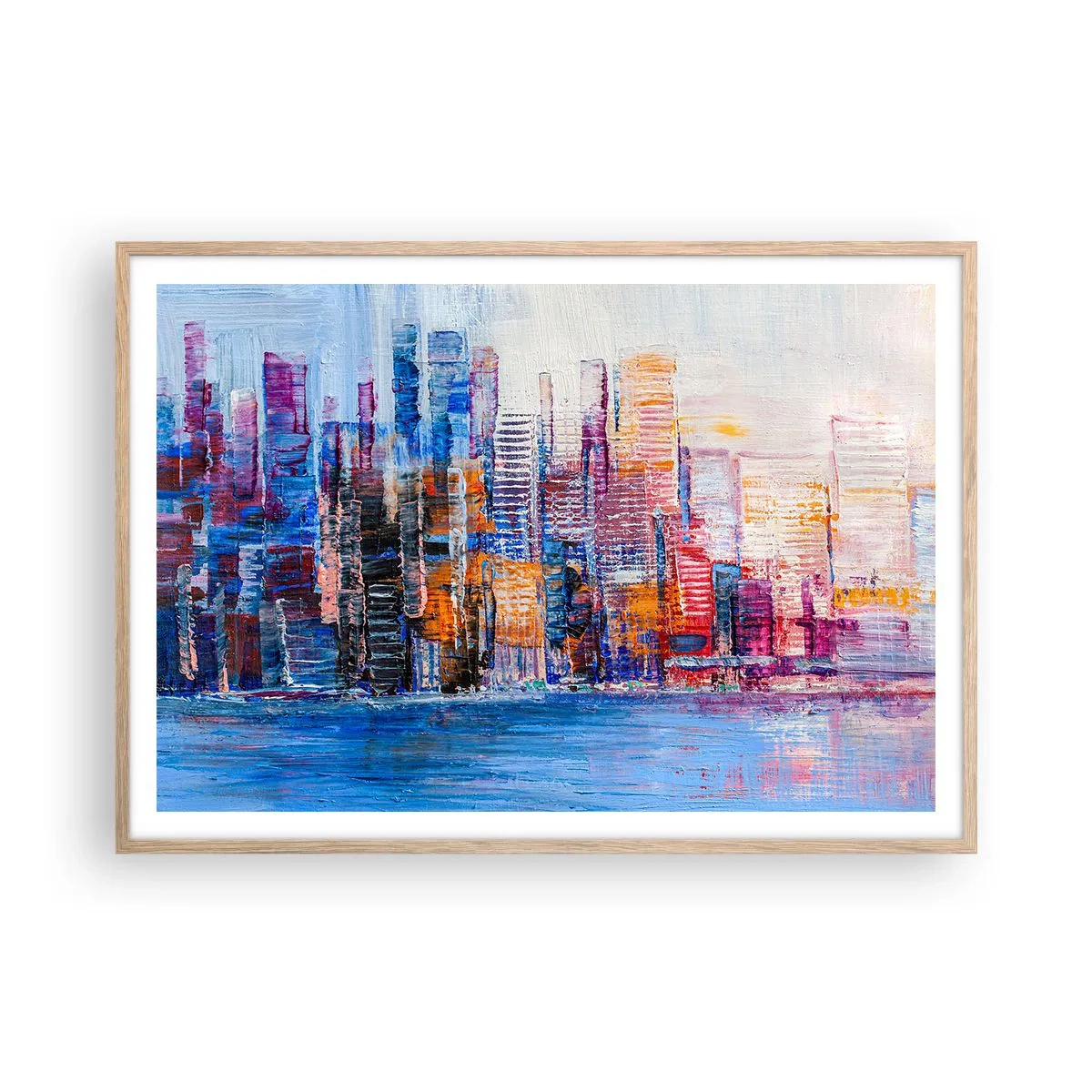 Poster în ramă de stejar deschis - O metropolă veselă - 100x70 cm