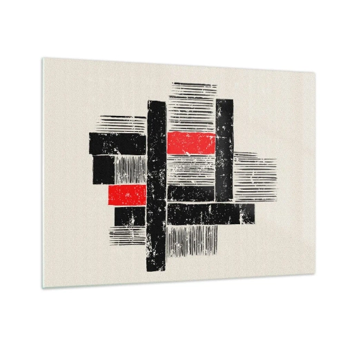 Tablou pe sticlă - Dungi abstracte în negru și roșu - 70x50cm - Roșu și negru - Decorațiune modernă pentru perete pentru living și dormitor ARTTOR