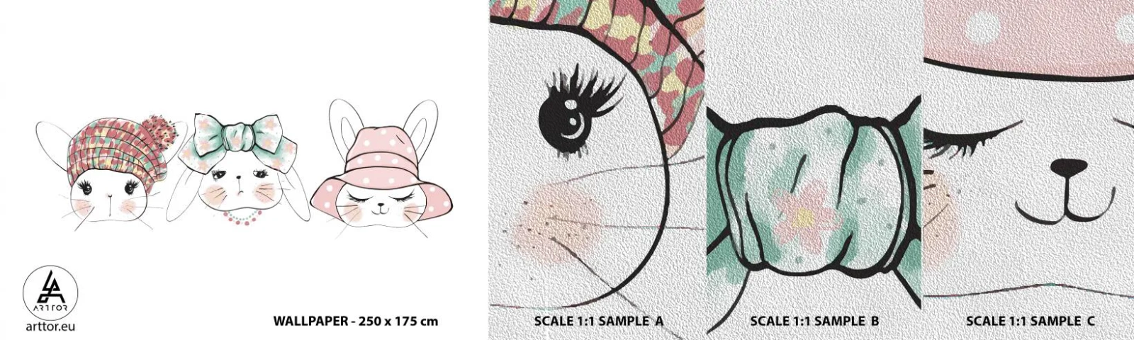 Mostră tapet Premium Sand - Gânditoare, tristă, mulțumită - Pentru copii, Grafică, Ilustrare - 100x30 cm