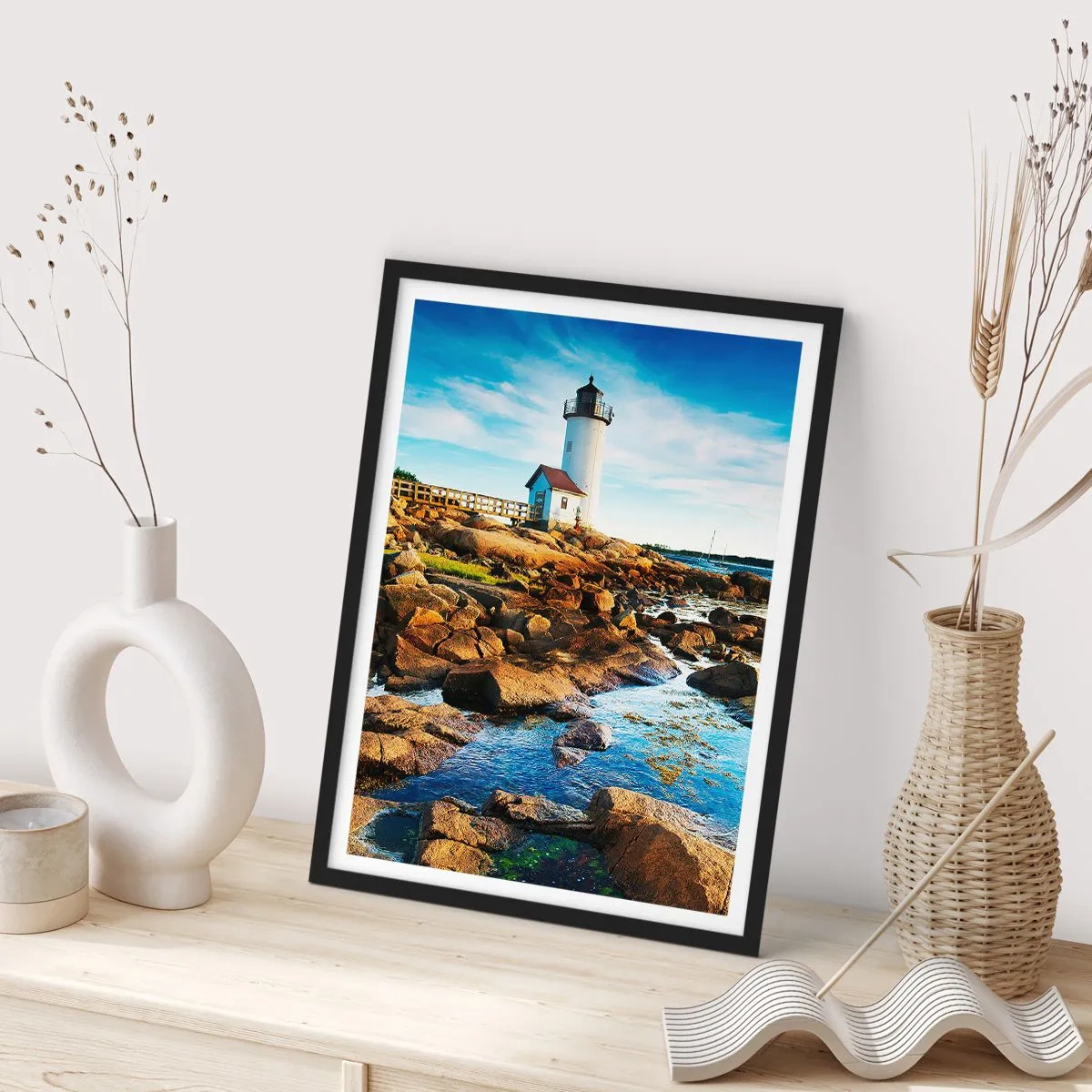 Poster în ramă neagră - Întoarce-te acasă fericit, te aștept cu nerăbdare - 30x40 cm