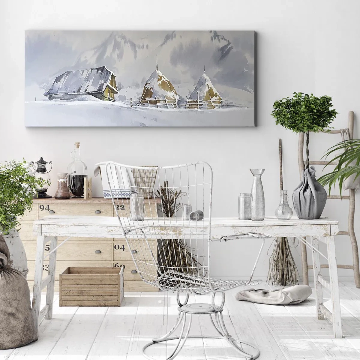 Tablou pe pânză - Într-o vale înzăpezită - 120x50 cm