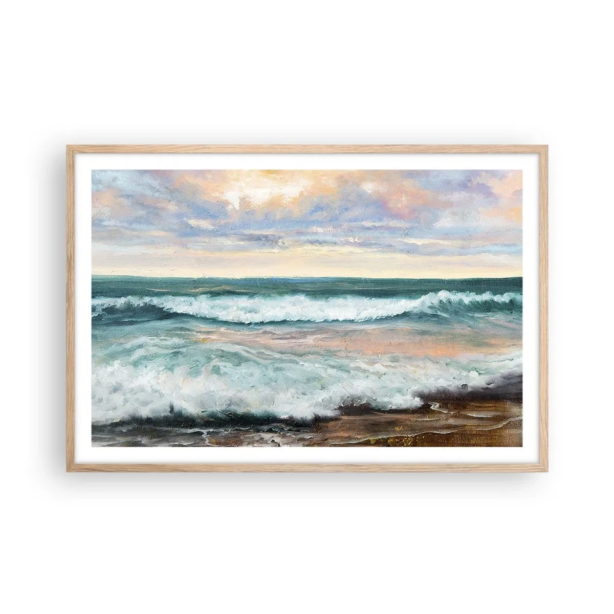 Poster în ramă de stejar deschis - Aici îți vei alina sufletul - 91x61 cm