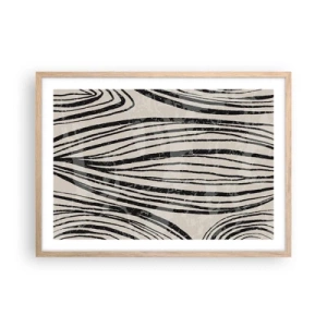 Poster în ramă de stejar deschis - Deversare de linii - 70x50 cm