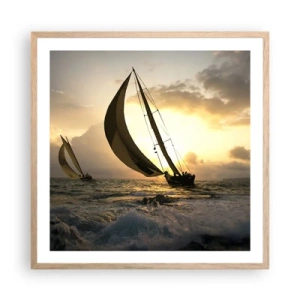Poster în ramă de stejar deschis - Vânt în jos și în sus - 60x60 cm