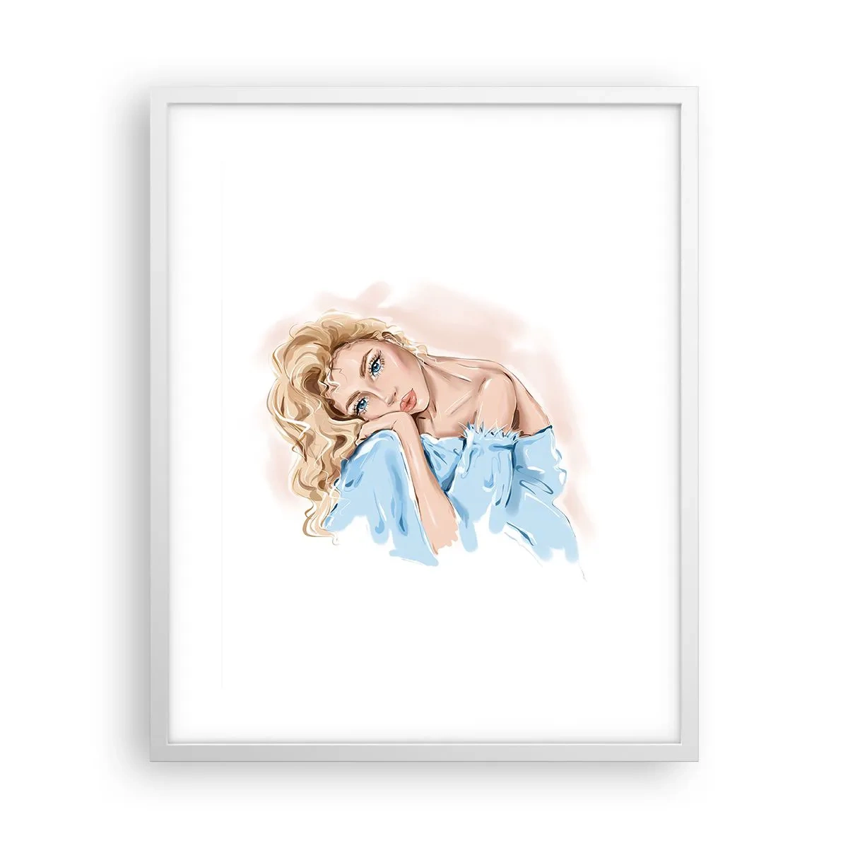 Poster în ramă albă - Scufundată în vis albastru - 40x50 cm