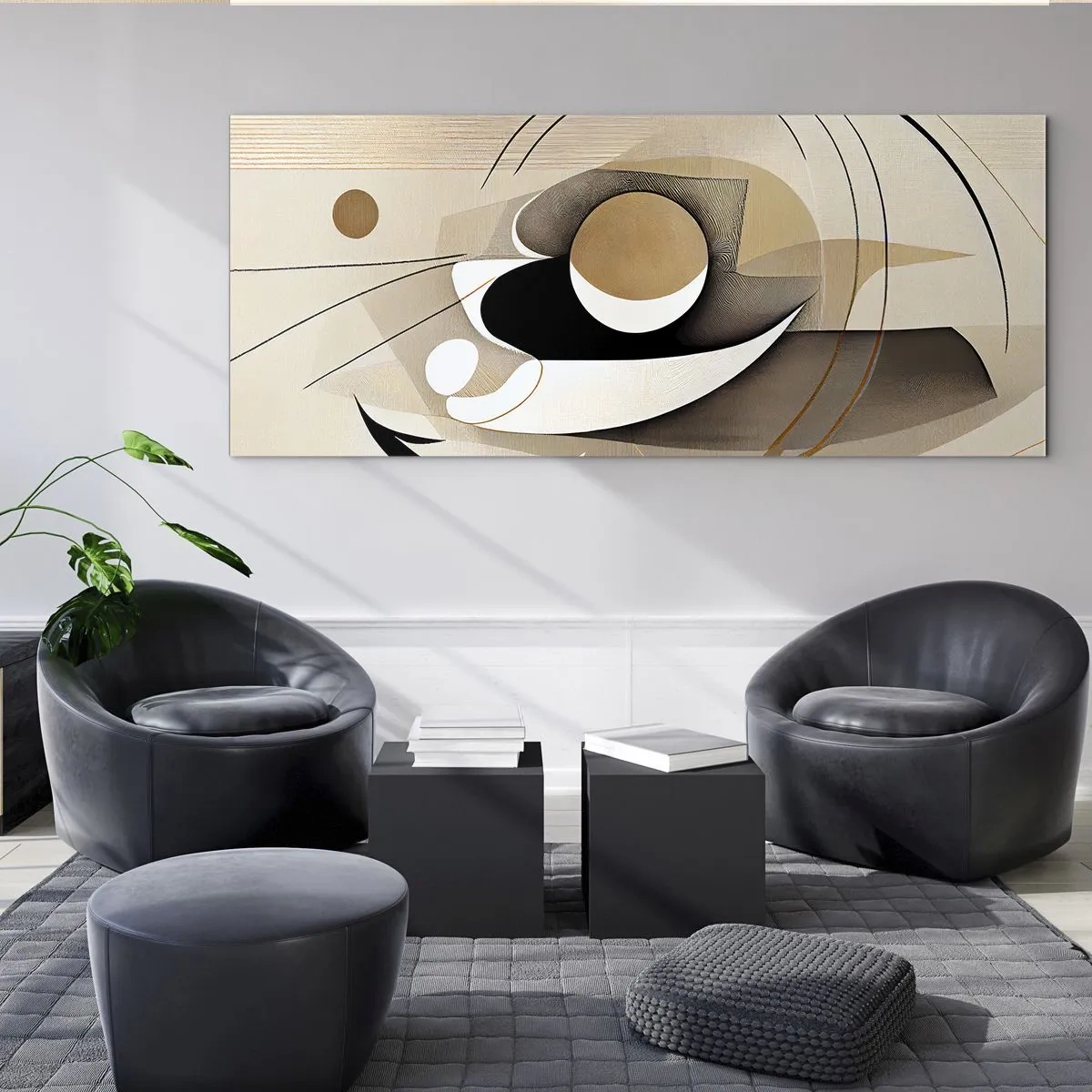 Tablou pe sticlă - Compoziție - nucleu - 100x40 cm