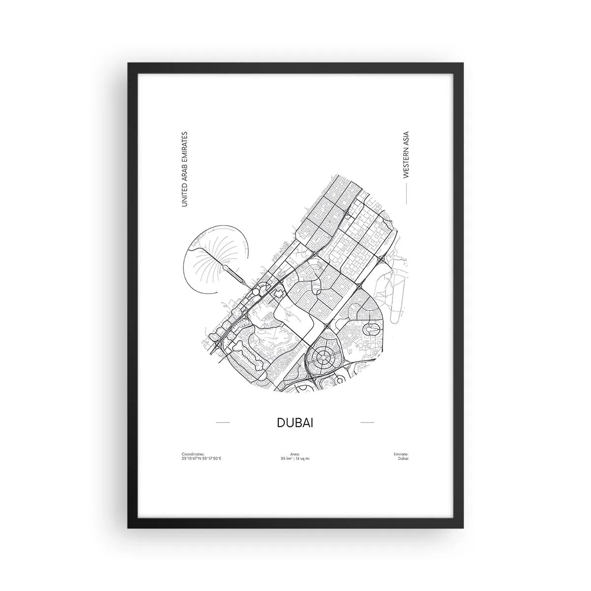 Poster în ramă neagră - Anatomia Dubaiului - 50x70 cm