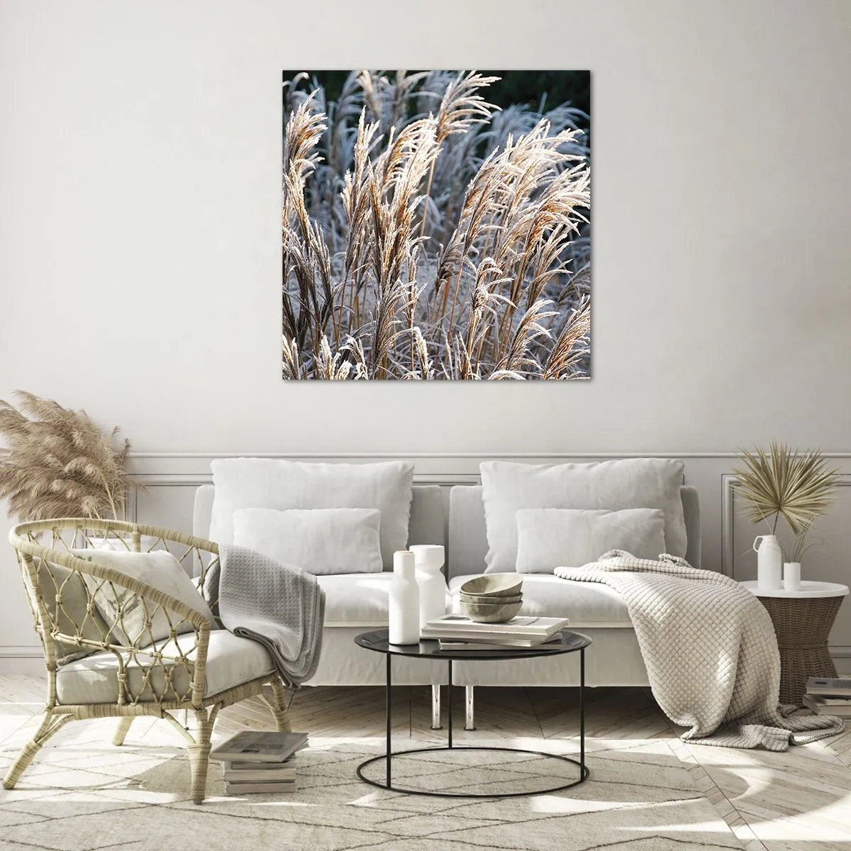 Tablou pe sticlă - Împodobite cu brumă - 60x60 cm