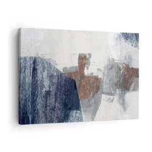 Tablou pe pânză Canvas - Forme abstracte în nuanțe de albastru și maro - 70x50cm - Forme albastre-maronii - Decorațiune modernă pentru perete pentru living și dormitor ARTTOR